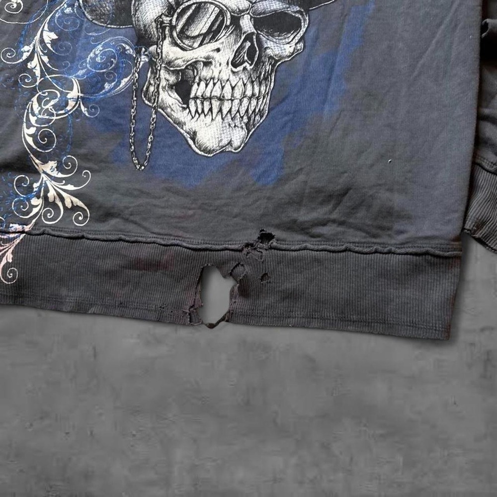 Y2K Vintage 2000s skater grunge Affliction skull hoodie - Picture 4 of 5